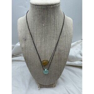 Michele Baratta Sterling Silver 925 Double Strand Chain Necklace Aqua Chalcedony